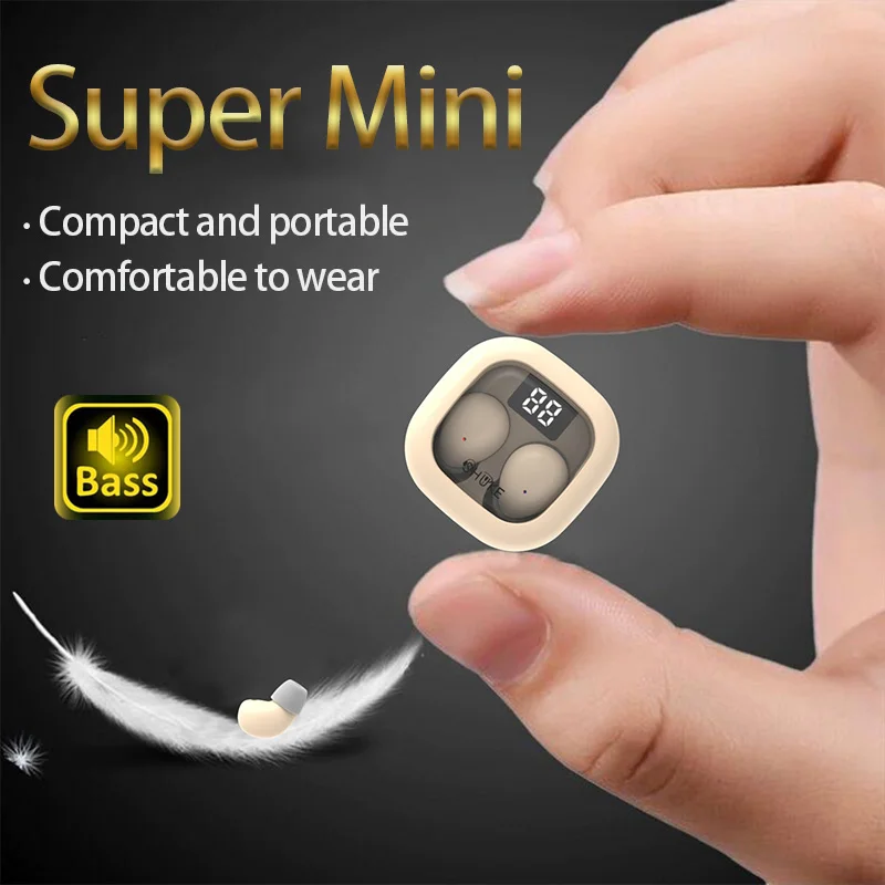 SK Small Headphones Wireless Bluetooth Headset Sport Sleeping Invisible Comfortable To Wear Bass Earbuds Earphone For All Phones photo 1