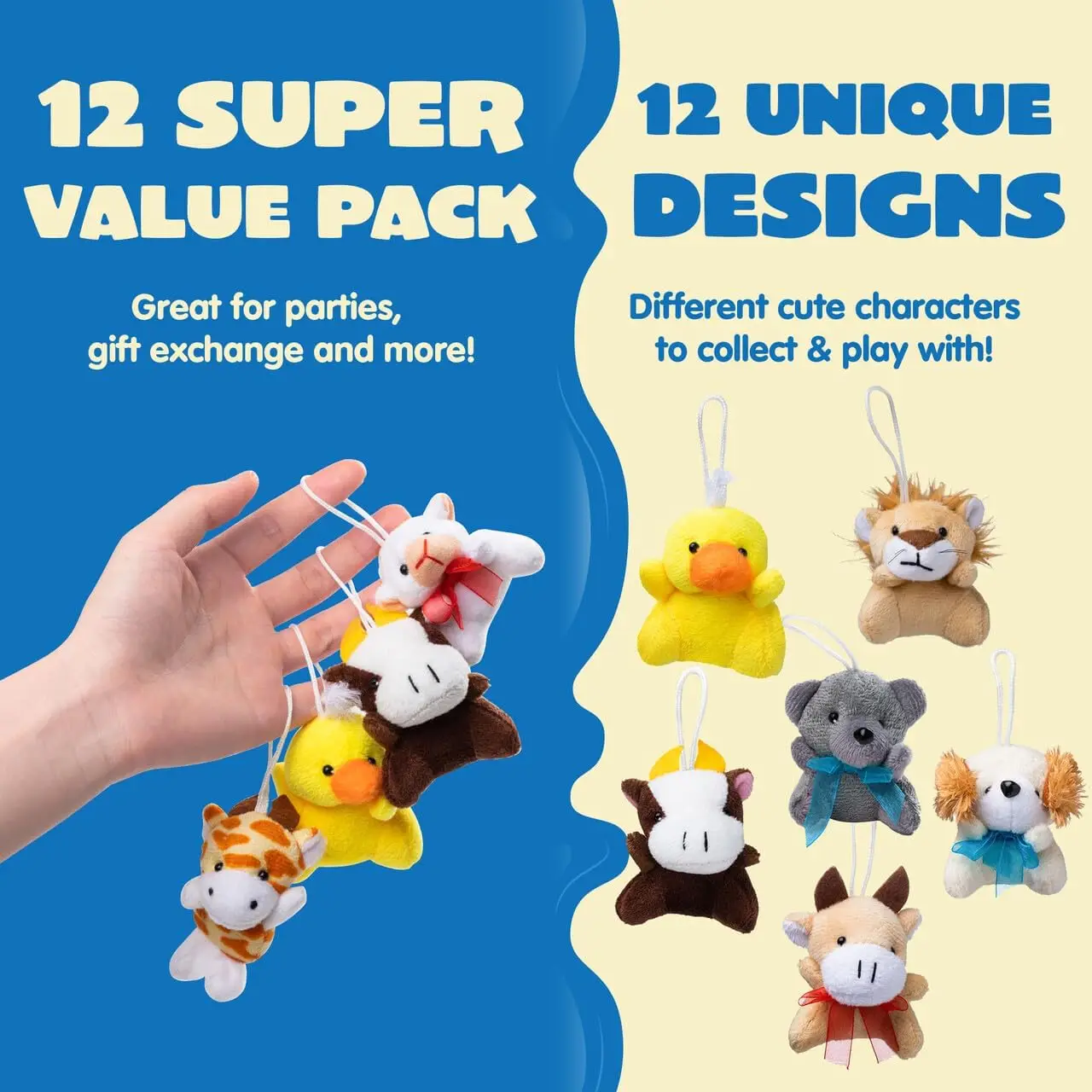 JOYFY 12/36/72 Pack Mini Animal Plush Toy Assortment Bulk Stuffed Animals for Kids Plush Keychain Halloween Party Decoration photo 2