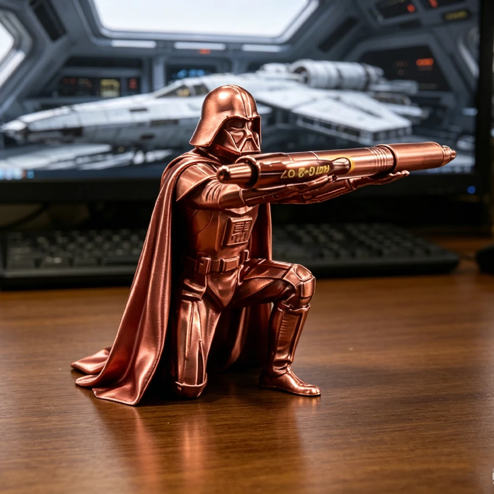 Creative Black Warrior Pen Holder Kneeling Commander Pencil Stand 3D Printed Space Warrior Desk Organizer Stationery Ornament photo 3