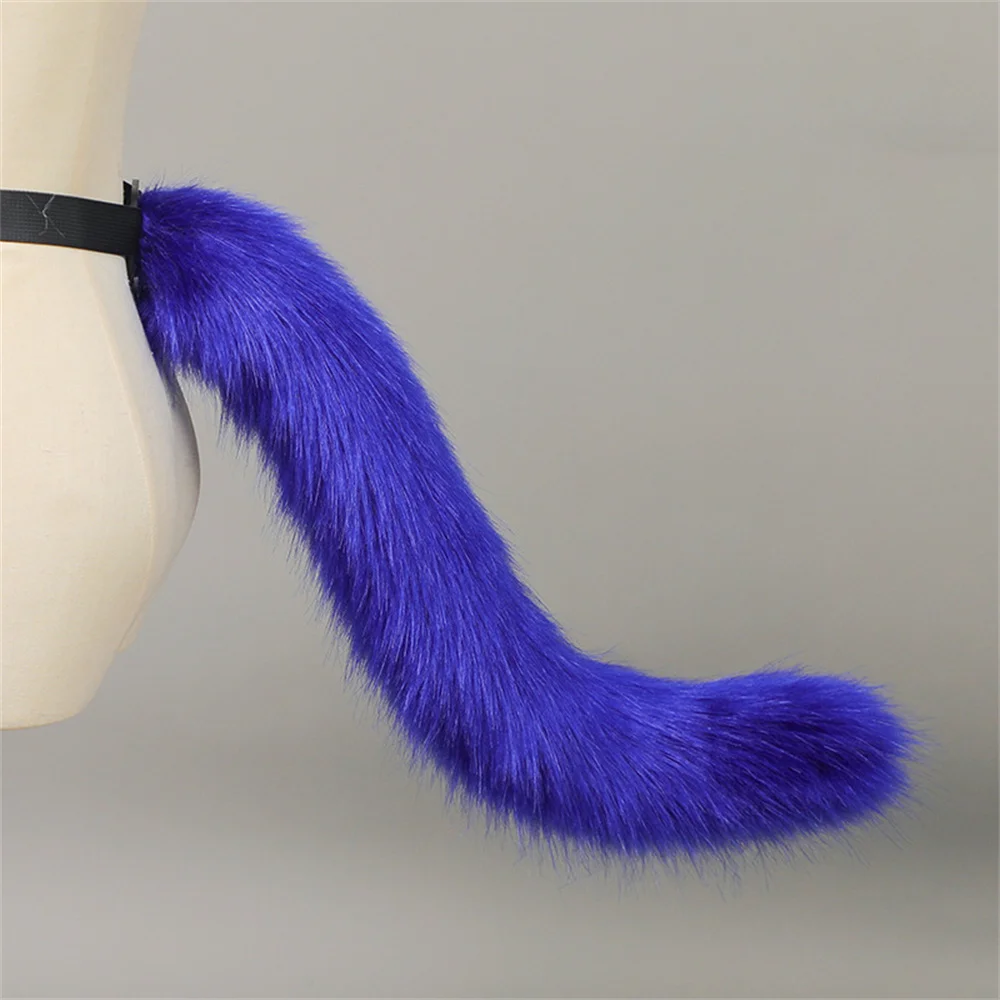 14 Colors Handmade Cat Tail with Adjustable Belt Plush Furry Tail Anime Convention Cosplay Prop Halloween Costume Accessories photo 2