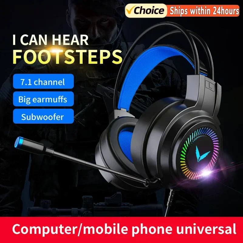 G60 Gaming Headset 7.1 Stereo SVirtual Surround Bass Earphone Headphone with Mic LED Light for Computer PC Gamer Foldable G58 photo 1