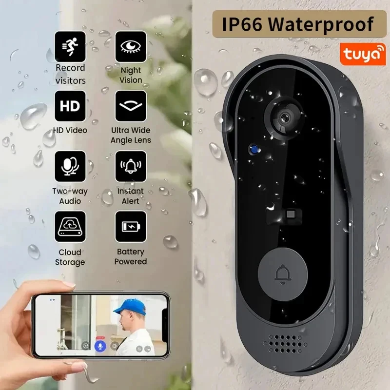 Tuya WiFi Home Smart Video Doorbell Outdoor Bidirectional HD Door Eye Camera 1080P Support SD Card Cloud Storage Waterproof photo 2
