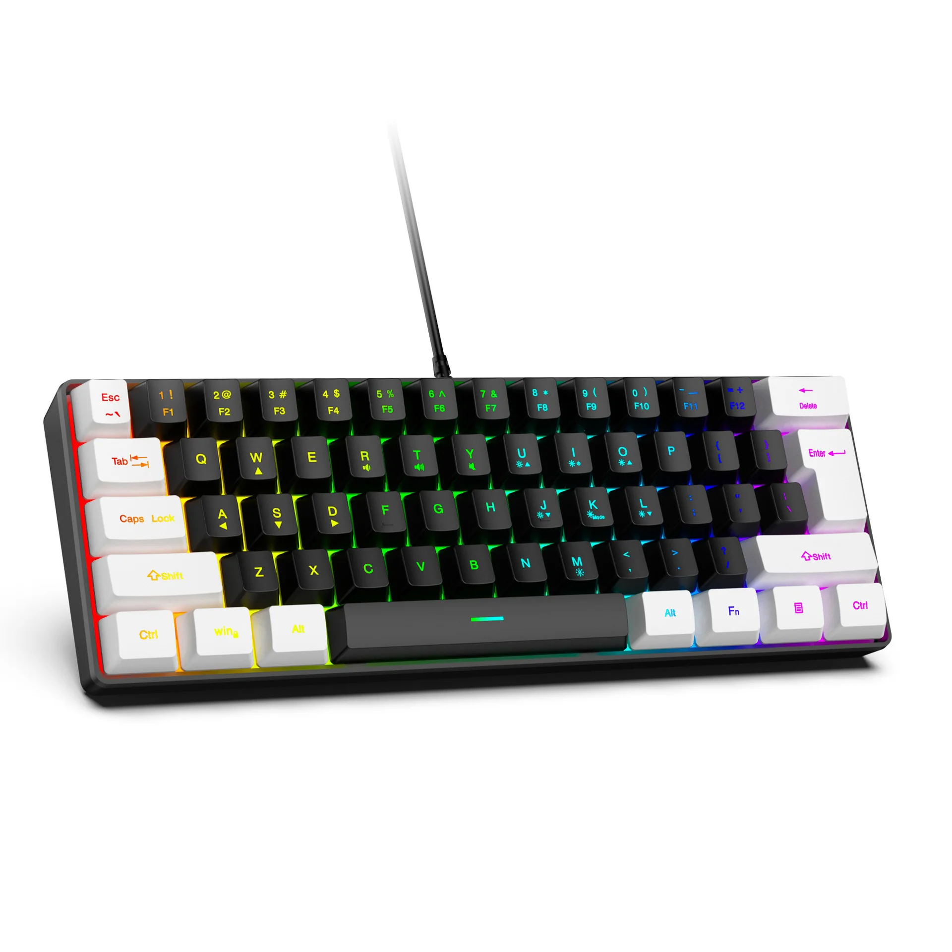 61 Keys RGB Gaming Wired Keyboard Mouse Set Colorful Mini Compact Black White Computer Keypad Mice Set for Office PC Gamer photo 4