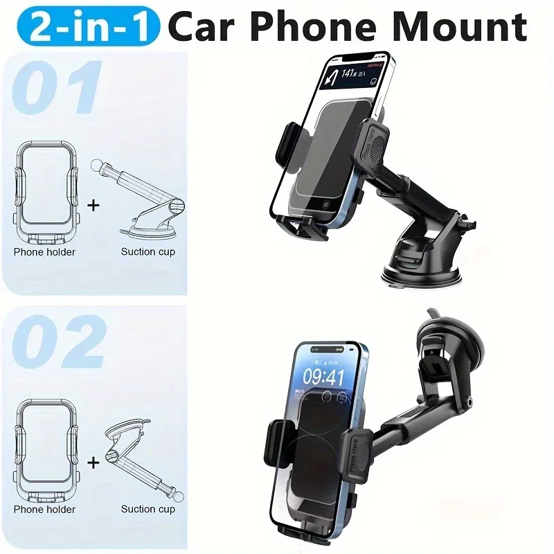 Car Phone Holder Sucker Mount Stand Suction Cup for iPhone15 Xiaomi Huawei Samsung - Universal Mobilephone Bracket Support photo 6