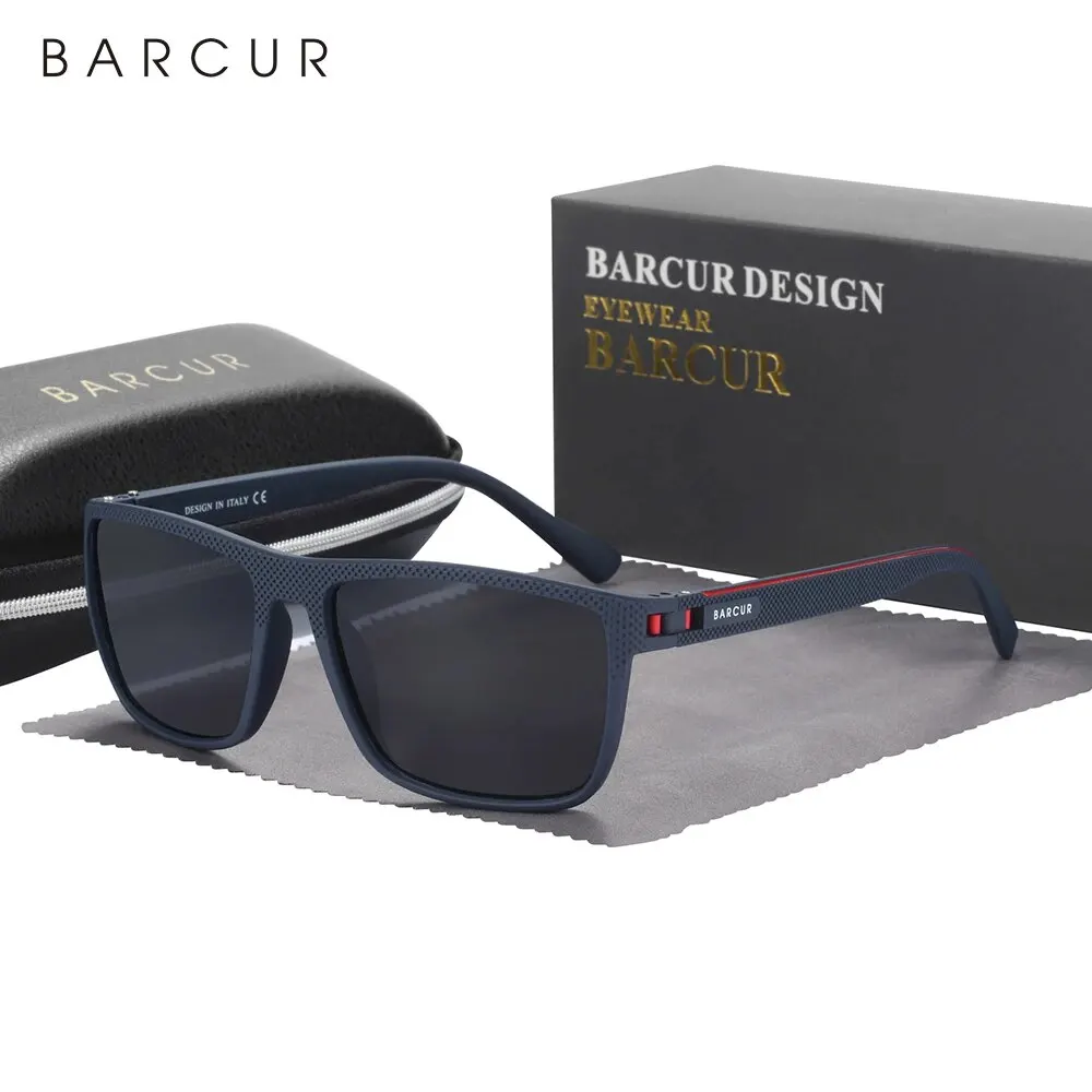 BARCUR Design TR90 Sunglasses Men Polarized Light Weight Sports Sun Glasses Women Eyewear Accessory Oculos UVAB Protection photo 1