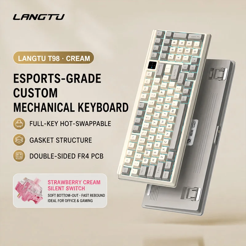 Langtu T98 Wired RGB Custom Mechanical Keyboard, Silent Gaming Office Keyboard for PC Laptop, Red Blue Xiangyun Silent Switch, S photo 1