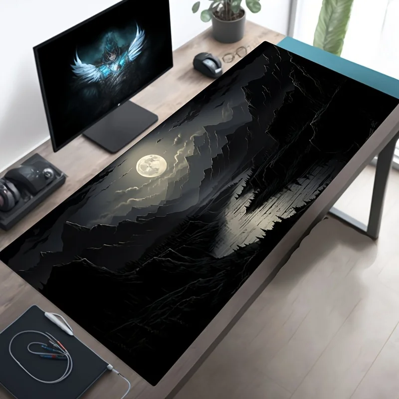 Night Moonlight Large Cool Mouse Pad Laptop Non-Slip Esports Office Desk Mat Game Player Mousepad Mini PC Desktop Accessories photo 1