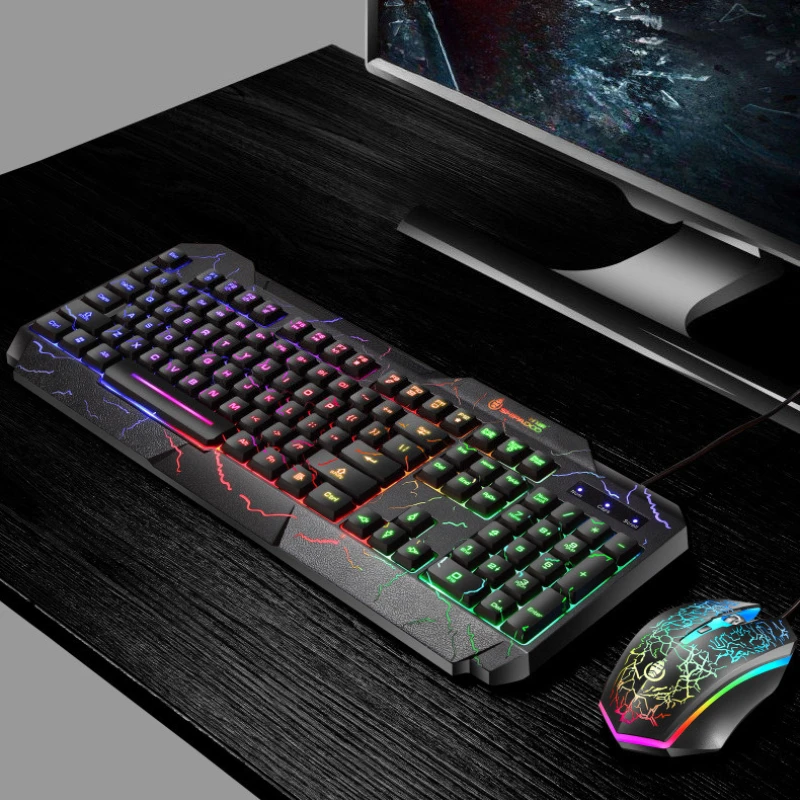 Computer Desktop Wired Gaming Keyboard Mouse Mechanical Feel Led Light Backlit Keyboard Mouse Combos photo 1
