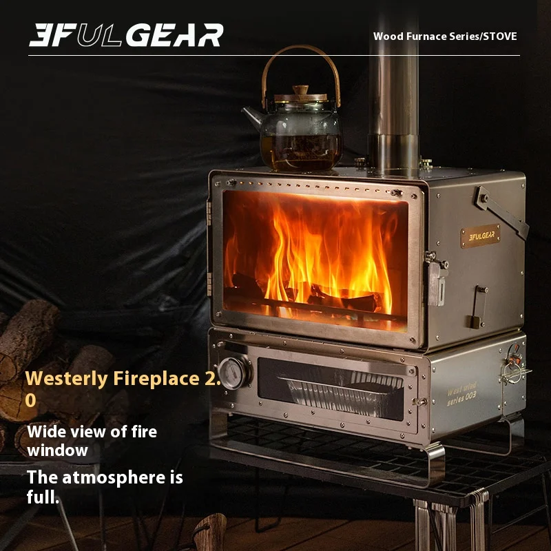 3F UL GEAR Firewood Stove 2.0 Winter Outdoor Camping Tent Wood Brazier Stainless Steel Hiking Burning Heater Burner With Chimney photo 1