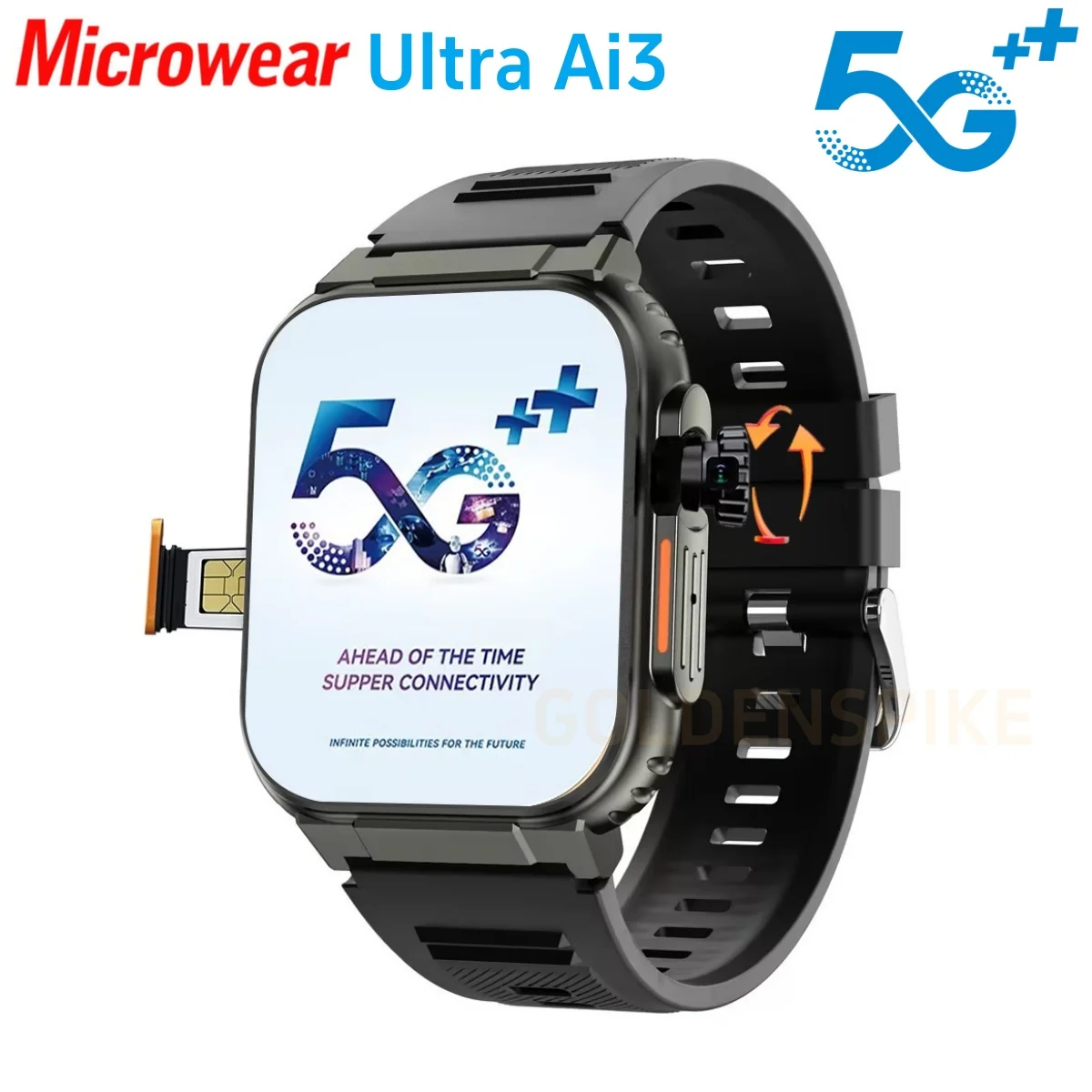 Microwear Ultra Ai3 Smartwatch 5G 180° Rotating Camera Google Play GPS WIFI 2.29inch Amoled HD Display 4G Calling Smartwatch Men photo 1