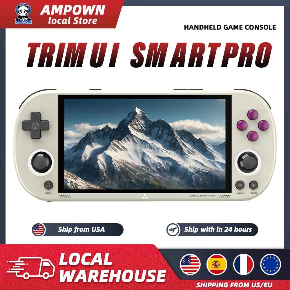 Trimui Smart Pro Handheld Game Console 4.96'' IPS Screen Linux System Joystick RGB Lighting Trimui Retro Video Game Console Gift photo 1