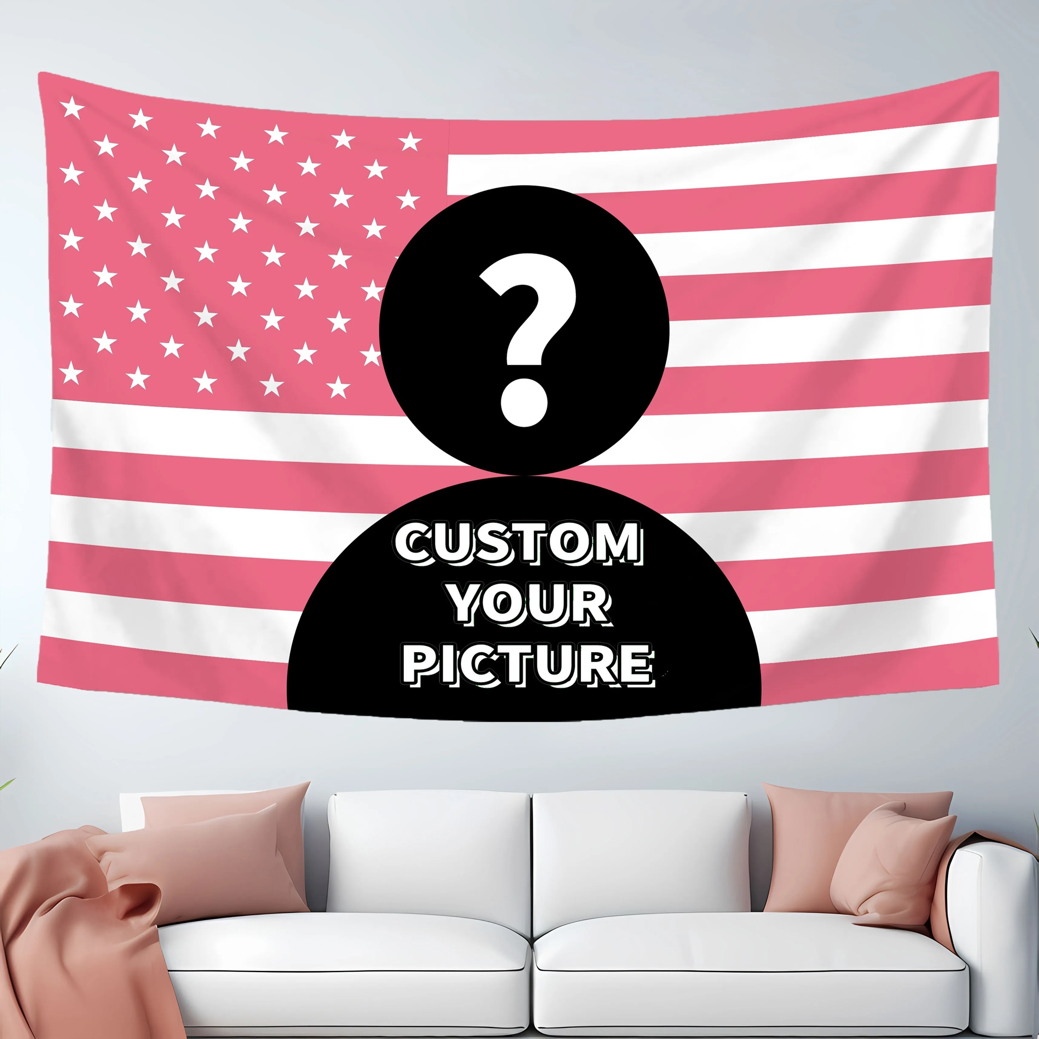 Custom Pink Or Blue American Flag Personalized with Your Image, Fun Tapestry Poster for Decorating Clubs, Wall Hanging Decor photo 3
