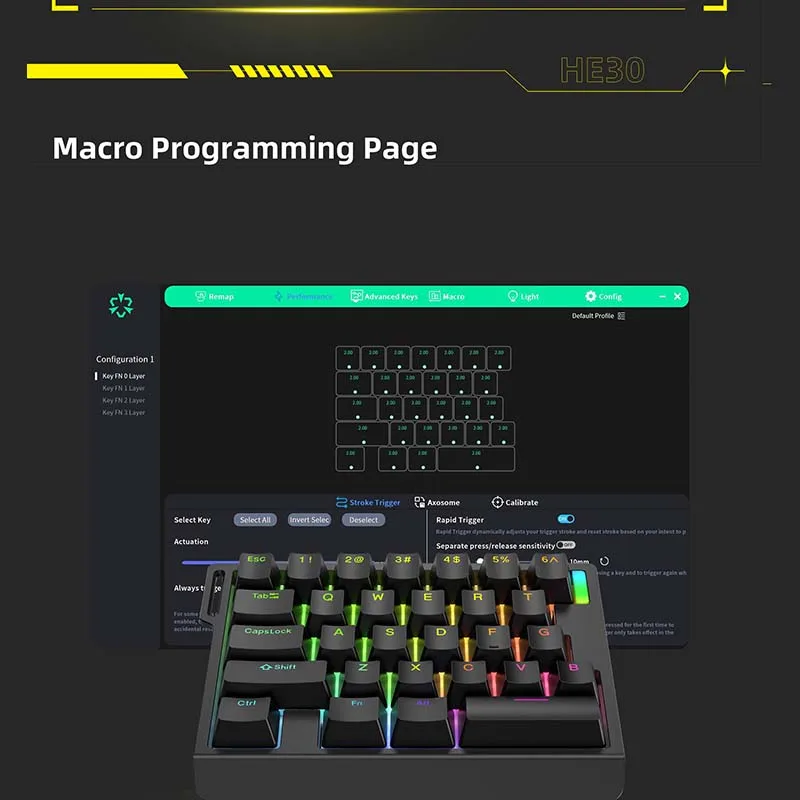 HE30 Mechanical Gaming Keyboard 29keys Magnetic Switch 8000HZ Support Macro Programming RGB Light One-Handed E-Sports Keyboard photo 4