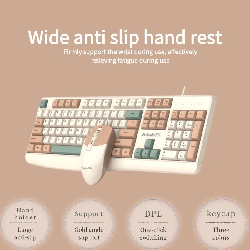 K-snake KM300 Wired Keyboard and Mouse Set USB Ergonomic Desktop Laptop Keyboard and Mouse Home Office photo 4