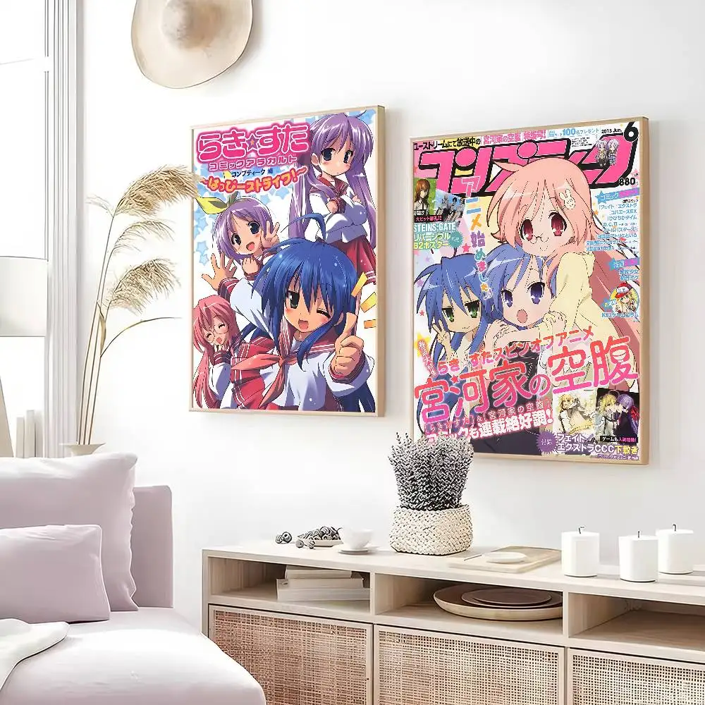 Anime Lucky Star Kawaii Self-adhesive Art Poster Decoracion Painting Wall Art White Kraft Paper Home Decor photo 5