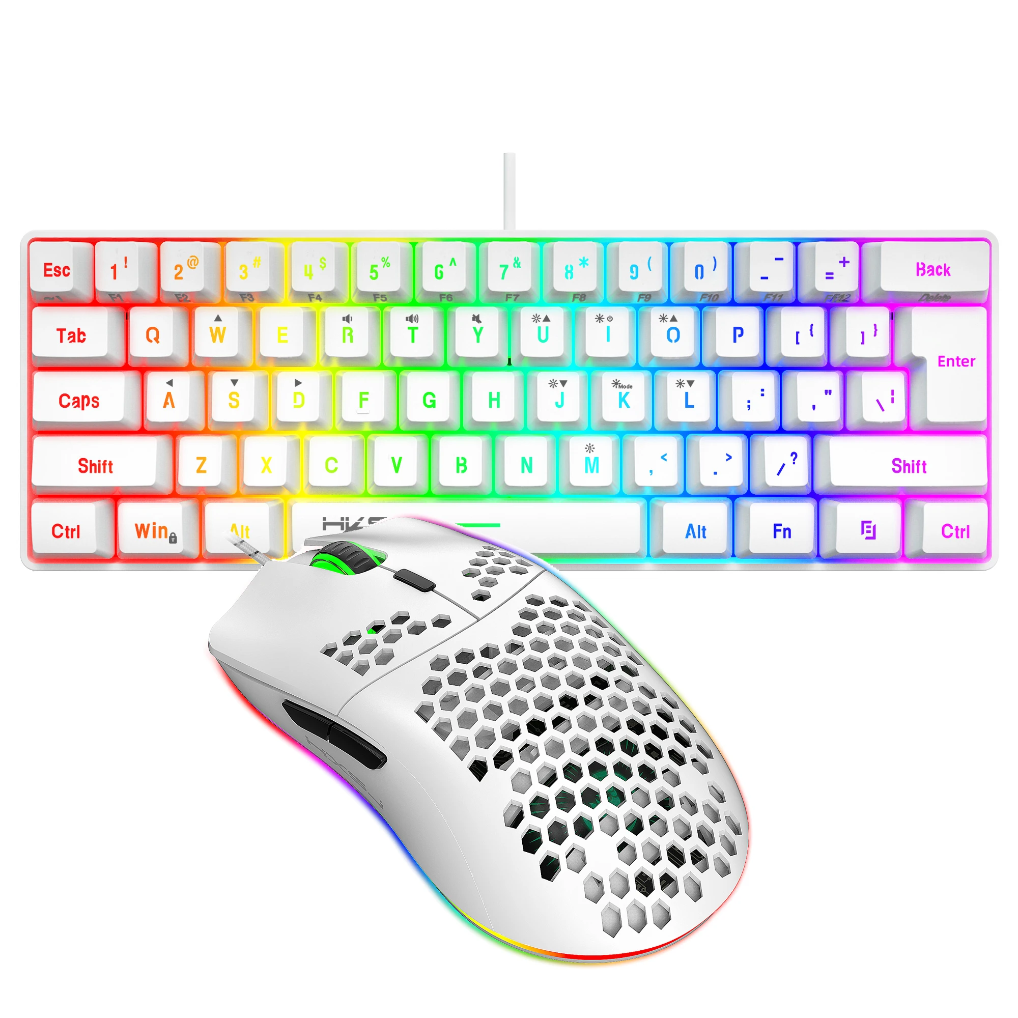 Hot Selling HXSJ 61 Keys V700 RGB Luminous Mechanical Feel Keyboard and Mouse Combos Gaming Set for Computer Game photo 2