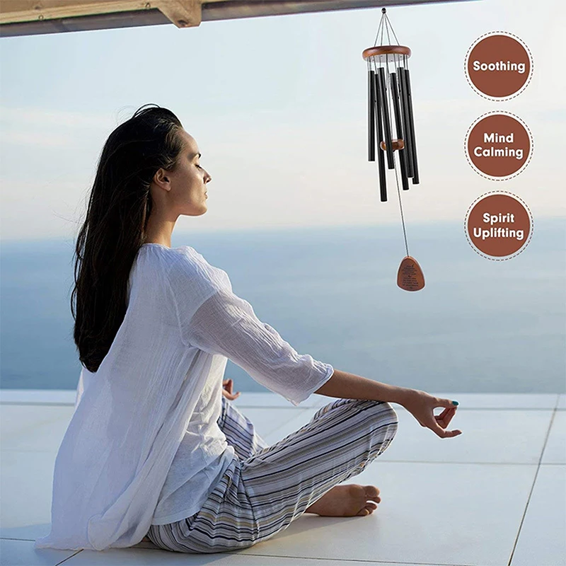 Classic 26 Inch Aluminum Pipe Wind Chimes With Wooden Hanging Tag Farmhouses Terraces Gardens Balcony Corridor Decoration photo 4