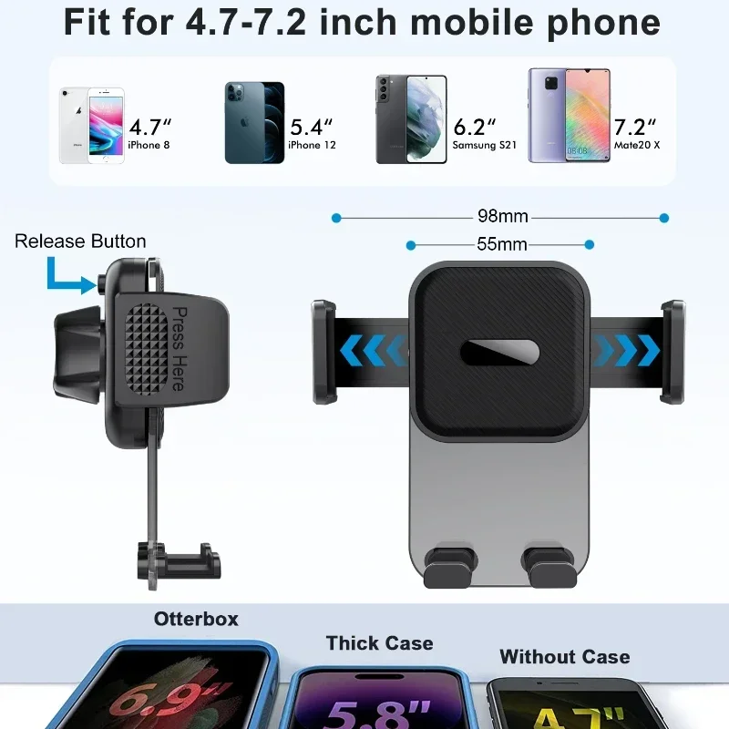 Car Phone Holder for Dashboard Windshield Acrylic Cellphone Mount Clip Support Stand for 4.7-7" Mobile Phone, Auto Accessories photo 4