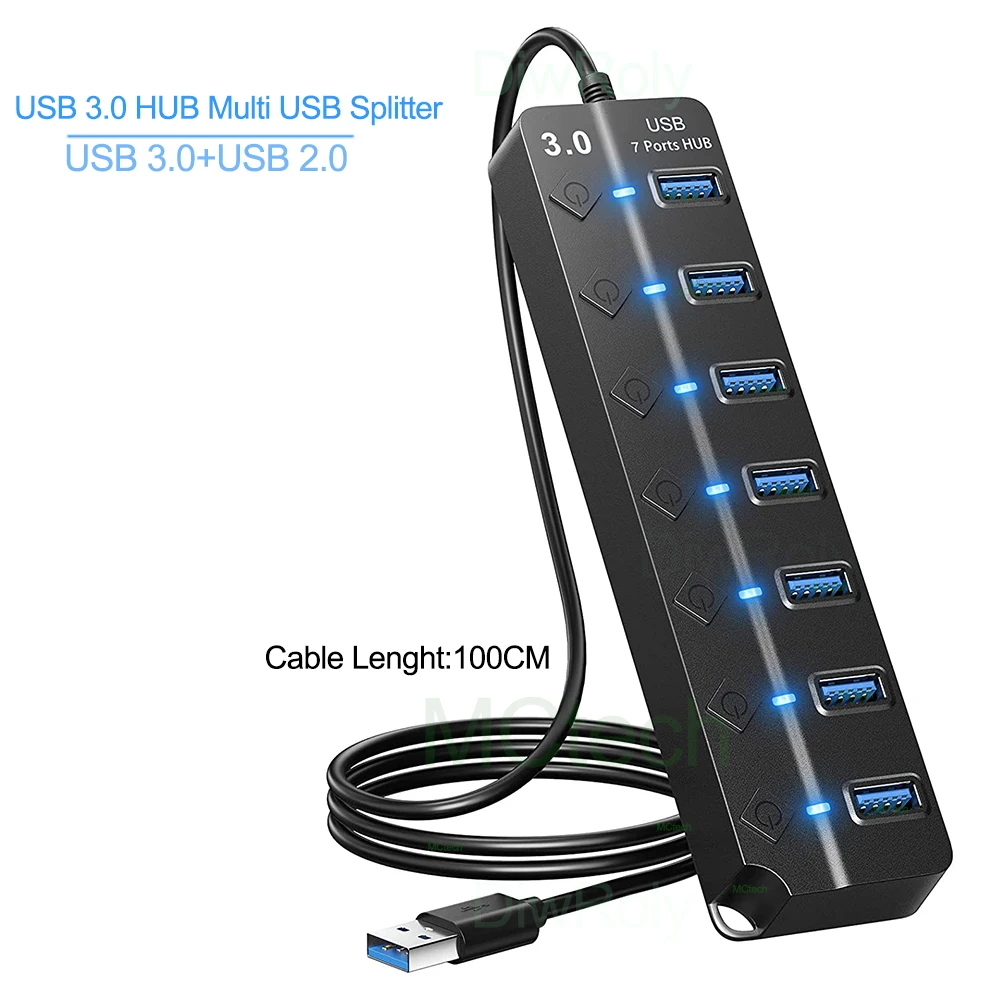 USB 3.0 Hub USB Hub 2.0 Multi USB Splitter Hub 100cm Long Cable Multiple Expander for Computer Laptop PC Accessories USB Adapter photo 1