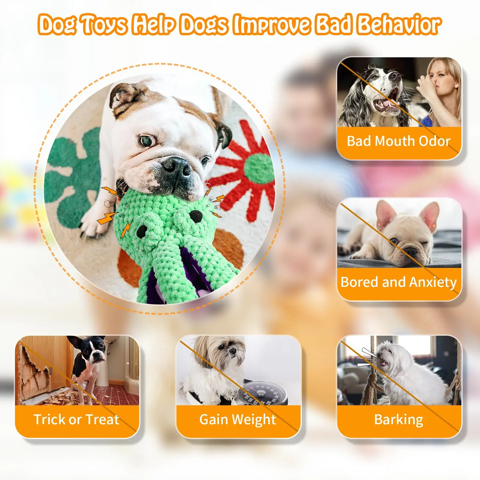 Squeaky Octopus Plush Dog Toy Indestructible Teething Chew Toy Interactive Sound Pet Stress Relief Boredom Toy for Dogs and Cats photo 5