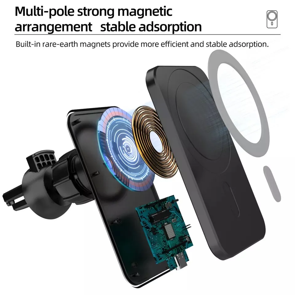 Wireless Charger Magnetic Car phone Holder for iPhone 14 13 Pro Max 12 Phone Accessories 30W Fast Charging Induction Adapter photo 2