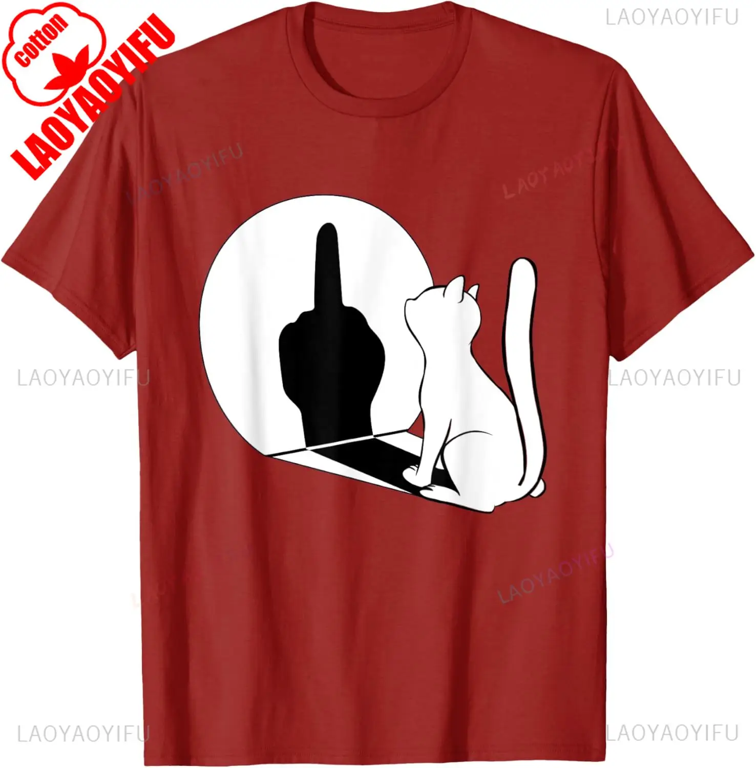 Middle Finger Cat Statement Cat Funny Gift T-Shirt Regular Short Sleeve Tops O-neck Men's Cotton T-shirt Cotton Summer Shirts photo 6