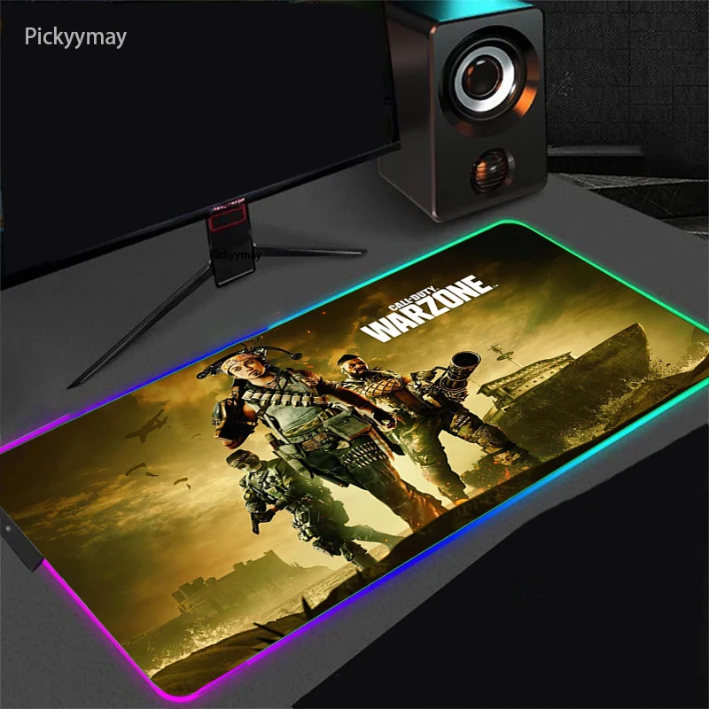 RGB Gaming Mouse Pad Mousepad Large Mause Pads Warzone Gaming Carpet Mouse Mat Gamer LED Backlight Deskmat Pc Gamer Accessories photo 2
