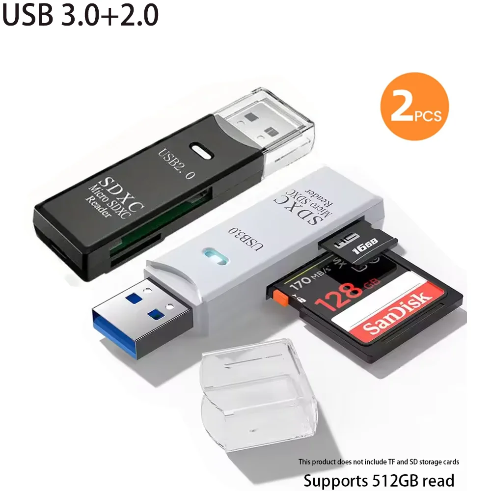 2-in-1 USB 3.0 High Speed Card Reader TF Memory Card Adapter Portable USB Flash Drive Design for PC Laptop Office Accessories photo 5