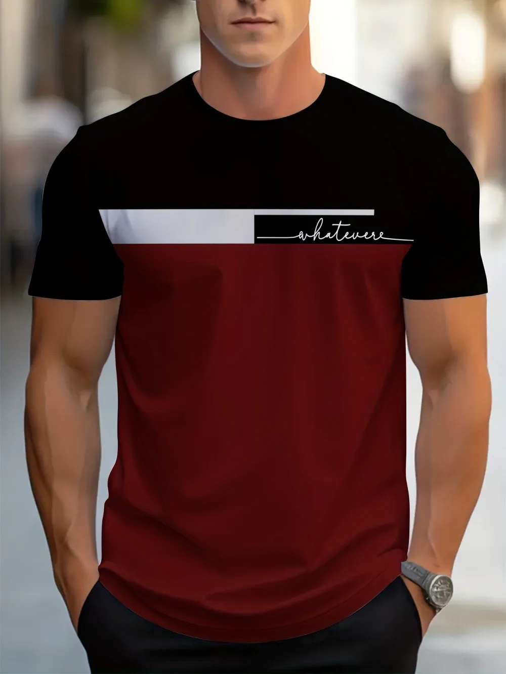 European and American Men's Summer Personalized Striped Letter Print Soft and Breathable Round Neck T-Shirt Outdoor Casual Top photo 8