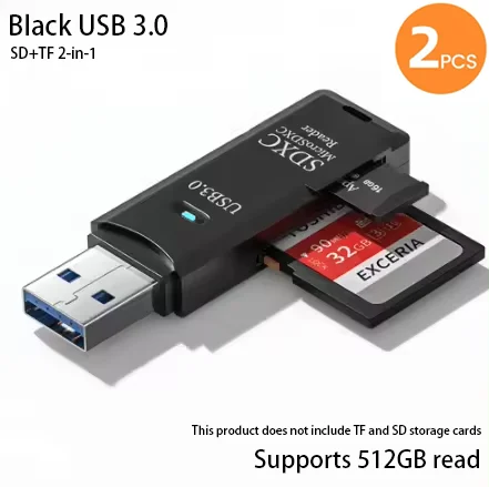 2-in-1 USB 3.0 High Speed Card Reader TF Memory Card Adapter Portable USB Flash Drive Design for PC Laptop Office Accessories photo 8