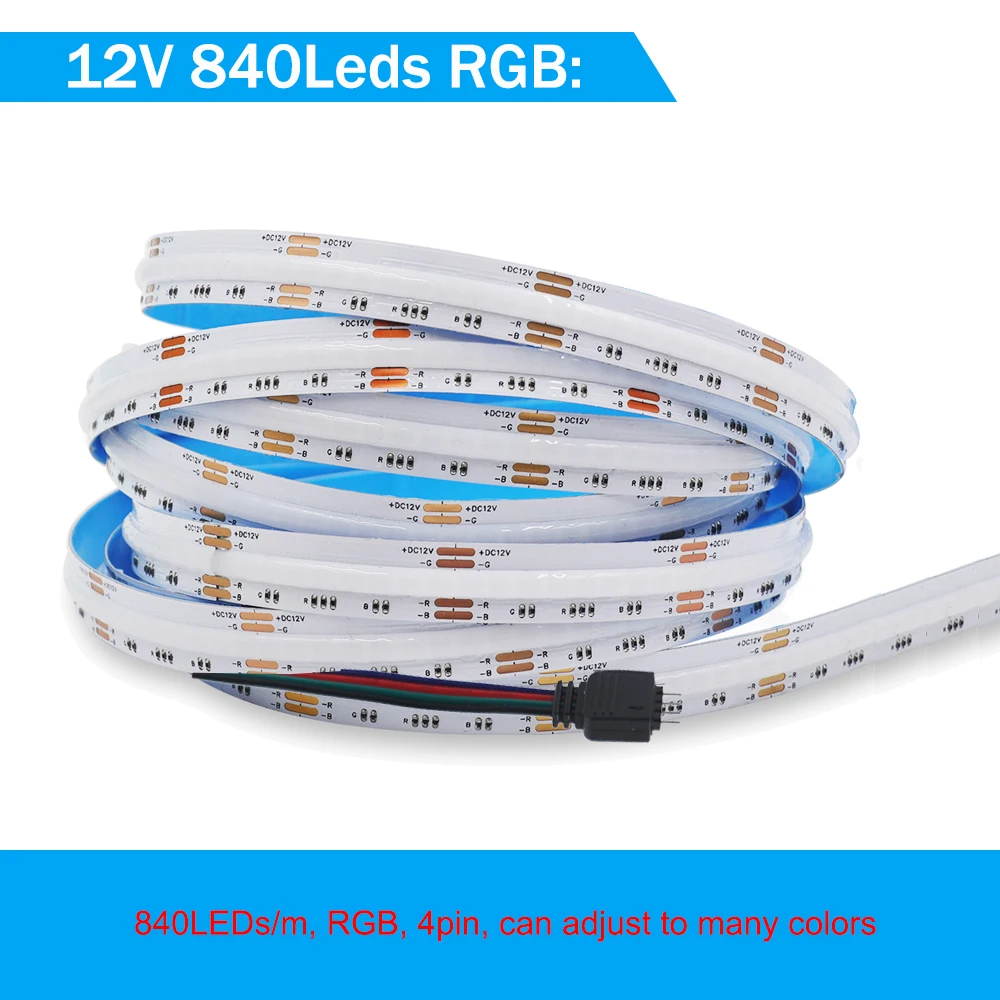 24V RGBCCT/RGB/RGBW/RGBWW COB LED Strip Light DC 12V 784 840LEDs/m High Density Dotless FOB Flex LED Tape Ribbon Lights Bar photo 7