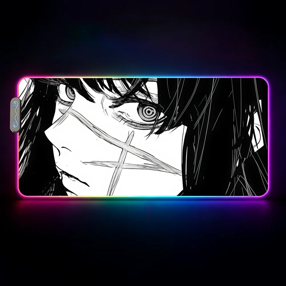 Anime Girls Comic Black White C-Chainsaw Man Makima Mouse Pad  RGB Led Gaming Bedroom Office Desk Non-Slip Mat  Waterproof Large photo 3