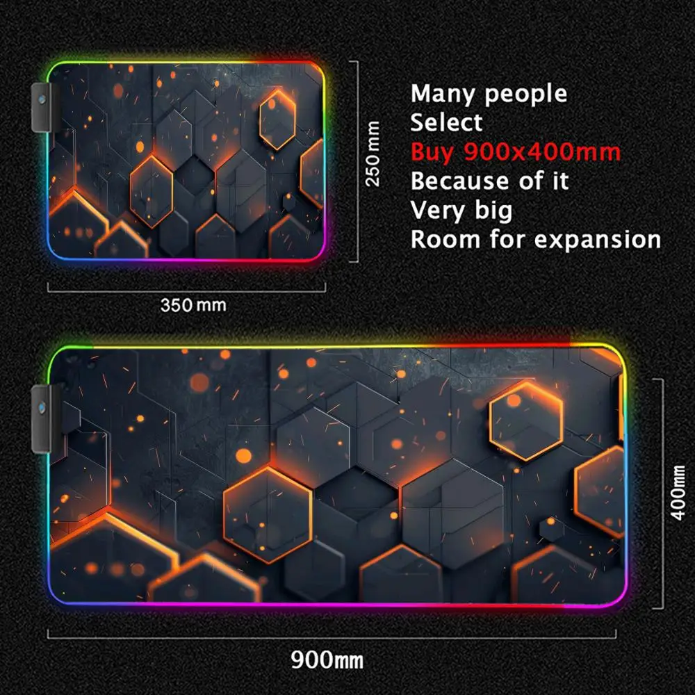 Cool Abstract Mouse Pad Large RGB Gaming Mousepad LED Light Locked Edges Game Accessories Table Pads PC Keyboard Mat XXL 90x40cm photo 4