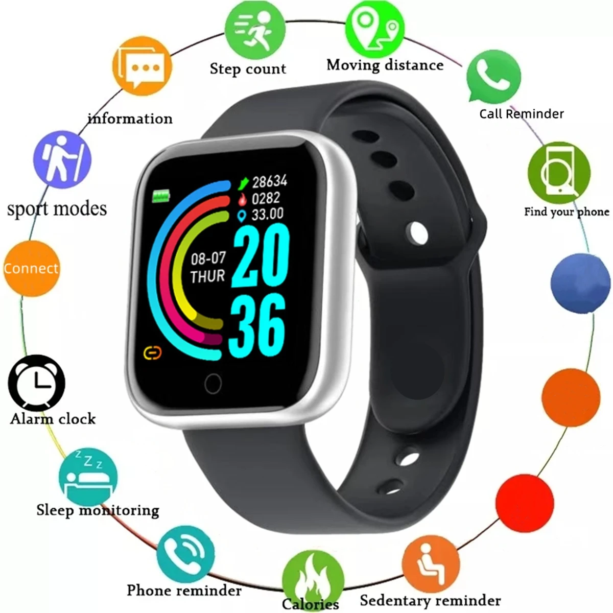 Smartwatch Men Women Wristwatches Smart Watch Message Fitness Monitor Bracelet Birthday Gift Electronic Clock For Android IOS photo 7
