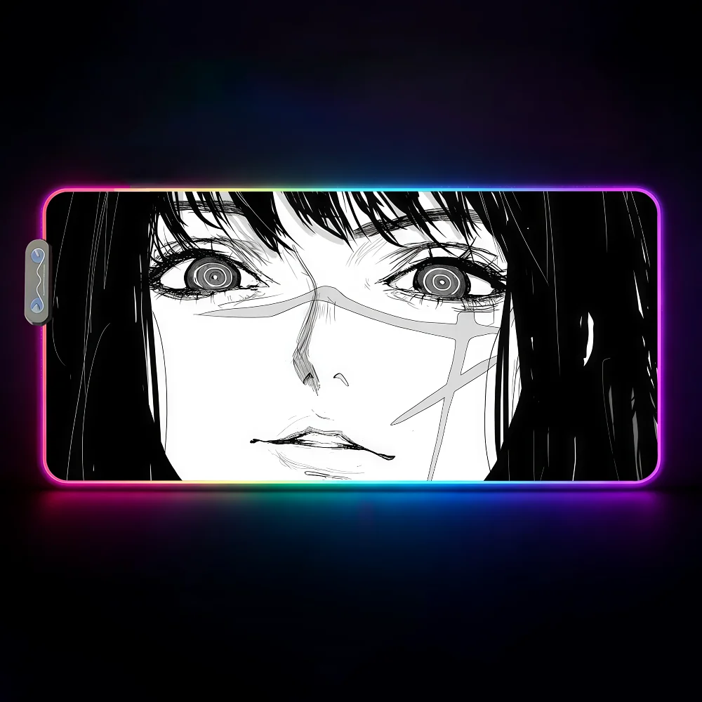 Anime Girls Comic Black White C-Chainsaw Man Makima Mouse Pad  RGB Led Gaming Bedroom Office Desk Non-Slip Mat  Waterproof Large photo 4