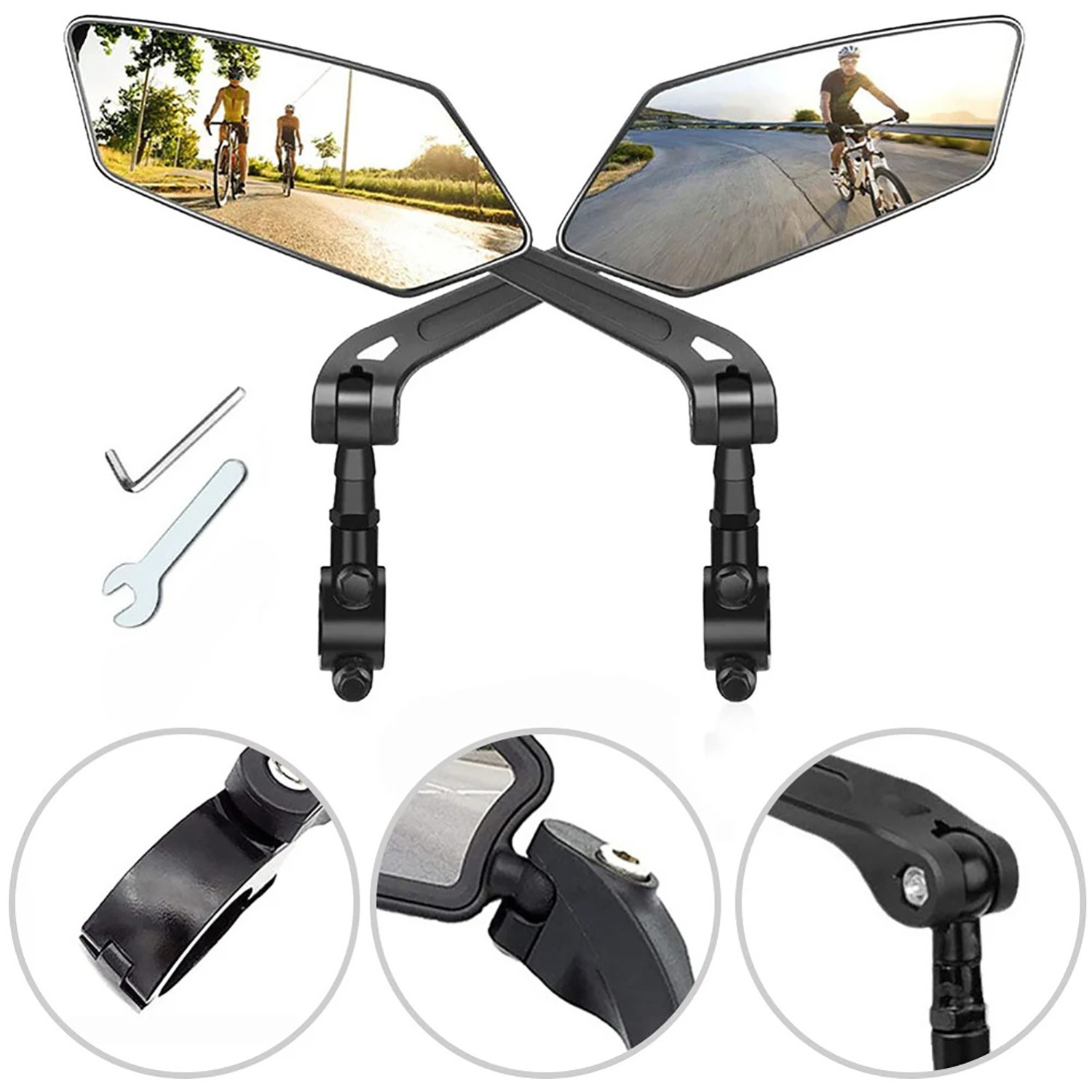 Bike Mirrors E-Bike Rearview Mirrors 1 Pair Right And Left MTB City Bicycle Mirrors Handlebar Rearview Mirror photo 3