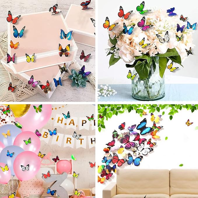 80-Piece 3D Butterfly Wall Stickers Removable Butterfly Decals For Bedroom And Home Decoration photo 5