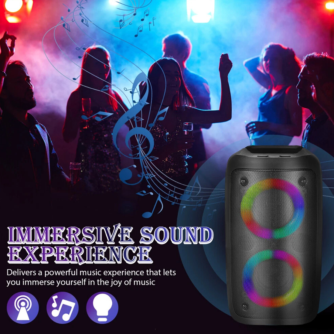 Portable Bluetooth Speaker Sub Woofer Heavy Bass Sound System Party & Mic photo 5