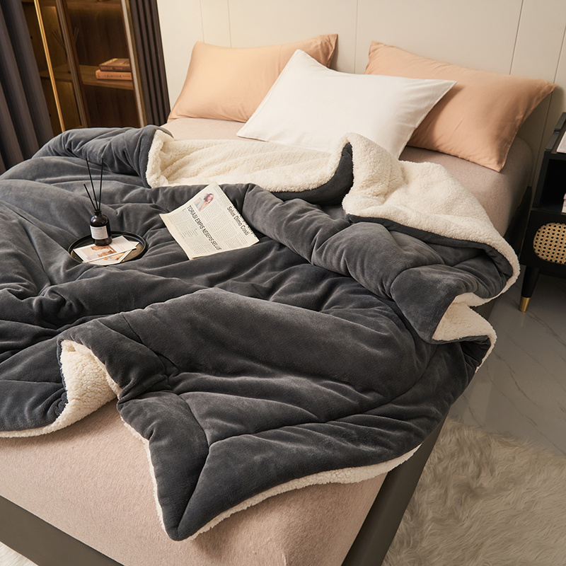 1PC Reversible Sherpa Throw Blanket, Thick Warm Plush Fleece Blanket For Sofa Couch Bed photo 1