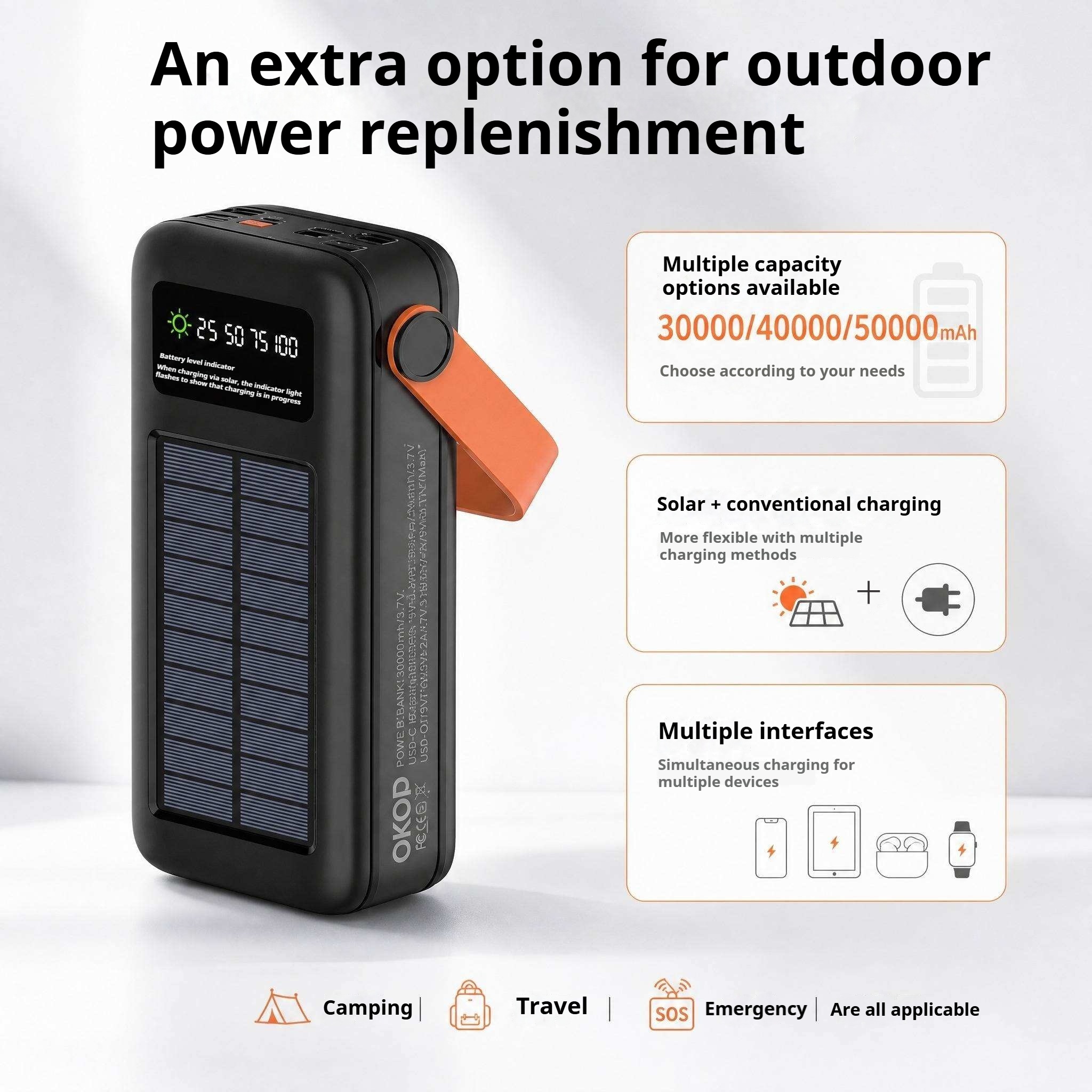 KP-721 Best-selling 30,000mAh High-Capacity Portable Power Bank With Handle And Digital Battery Display Factory Direct Shipping photo 6