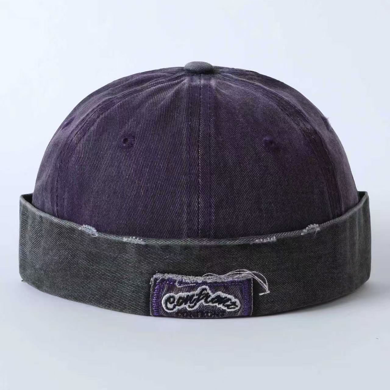 American-style Retro Distressed Washed Vegetable-pulp Hat With Appliqued Letters, Hip-hop Style, No-brim Hat, Trendy Vintage Owner's Hat photo 4