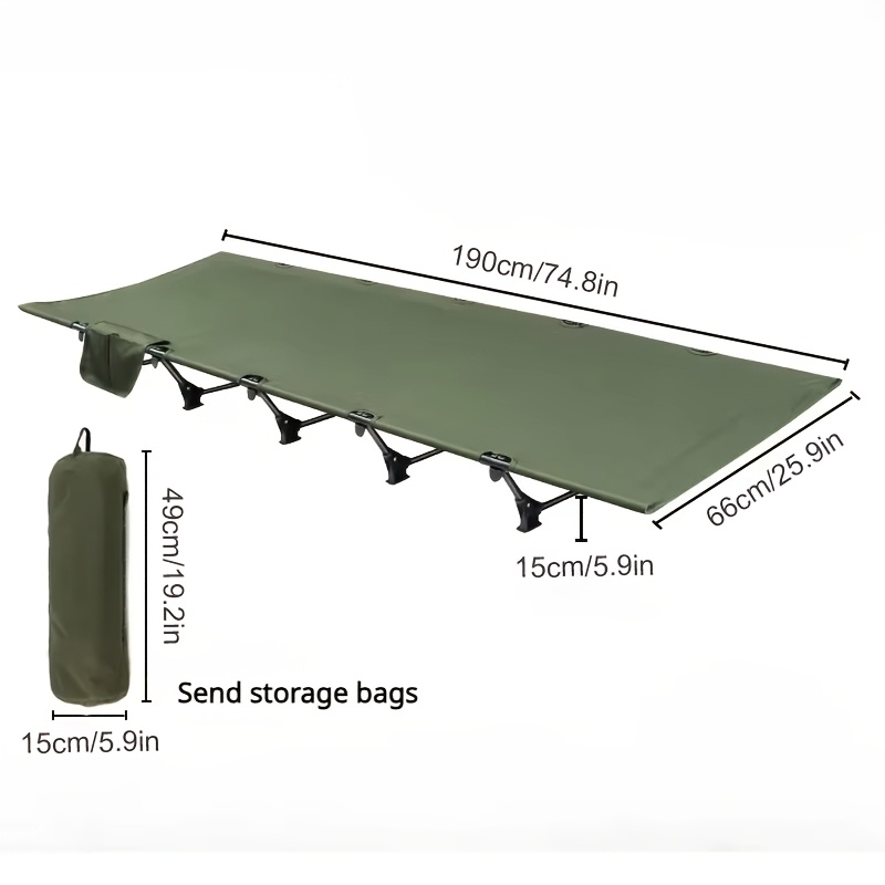 Camping Cot Folding Camp Bed Portable Outdoor Bed Aluminum Camping Cot Backpacking Cot Ultralight Camp Cot Heavy Duty Camping Cot 600D Oxford Camping Bed Camping Cot With Side Pocket photo 3