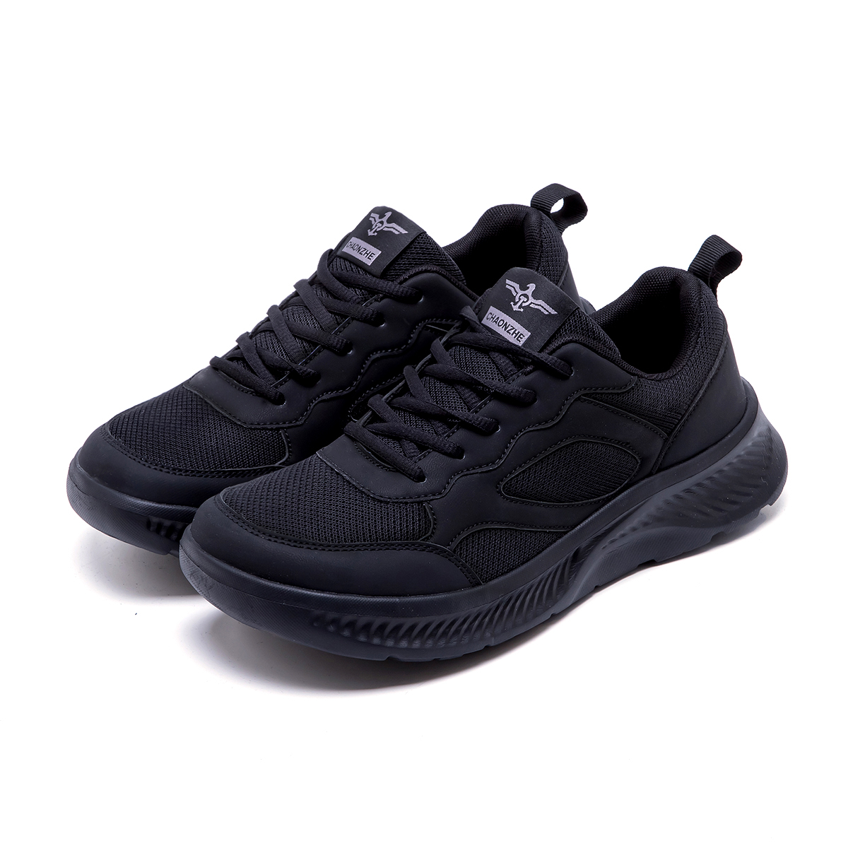 New Wide Fit Men's Sneakers, Wide Last Running Shoes For Wide Feet, Black Soft Sole Breathable Wide Toe Work Shoes For Men photo 1