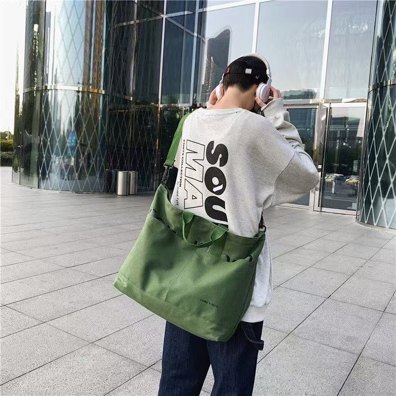 Retro Canvas Bag Luggage Travel Bag Oversized Capacity Canvas Storage Bag Portable Business Handbag - Green photo 4