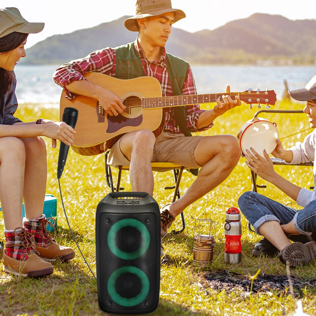 Portable Bluetooth Speaker Sub Woofer Heavy Bass Sound System Party & Mic photo 4