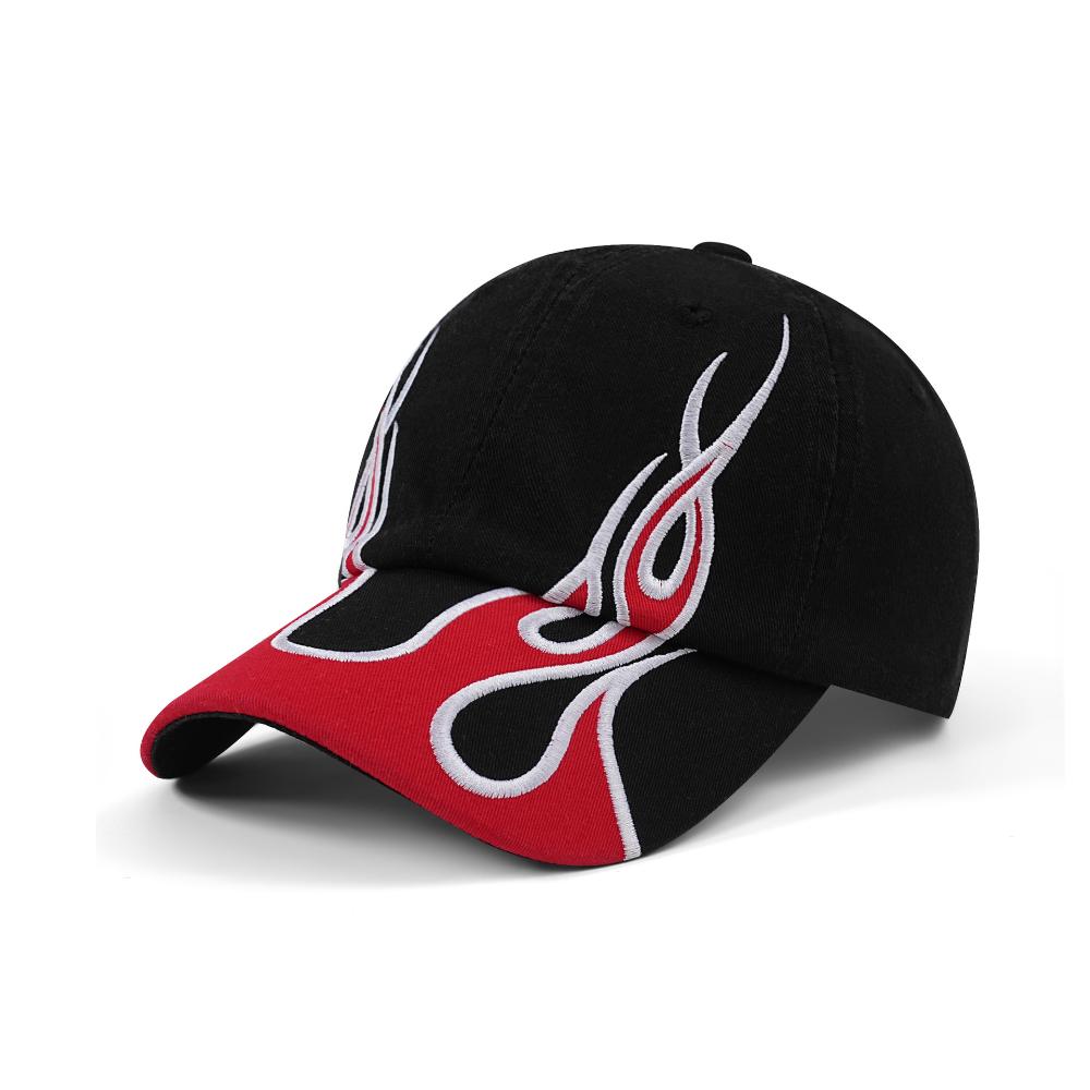 American-style Color-matched Flame Baseball Cap, Retro Washed Soft Top Baseball Cap, Men's And Women's Street Fashion Casual Hat photo 5