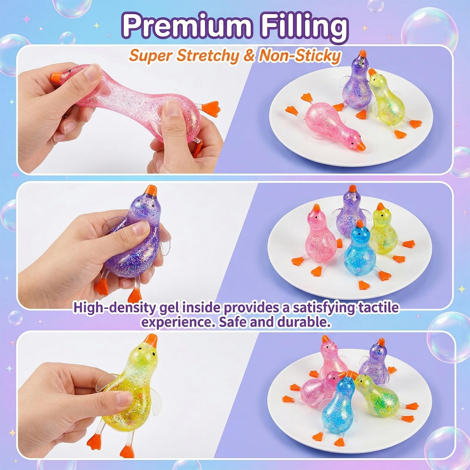 Cute Duck Squishy Sugar Stress Ball,Soft Duck Stress Relief Sugar Ball Toys And Moldable Slow Rise Relaxing Sensory Fidget Stress For Anxiety Relief photo 3