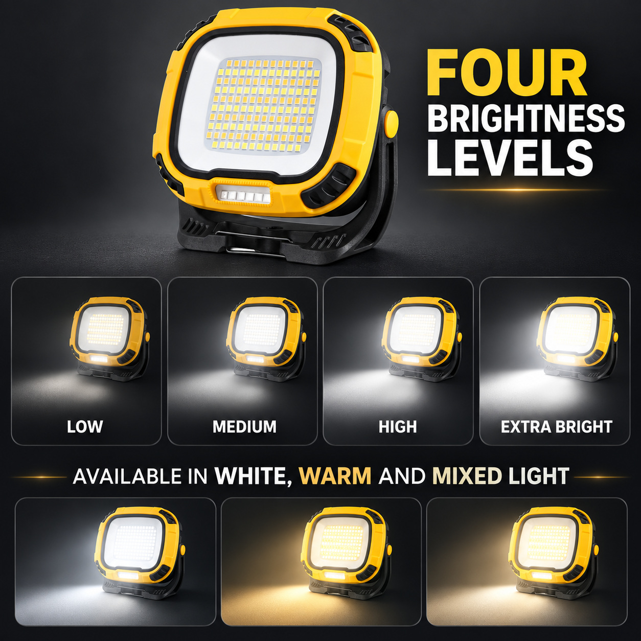 Rechargeable Magnetic Battery Display Type C LED Work Light Base Hanging W892 1 Hook Flood photo 5