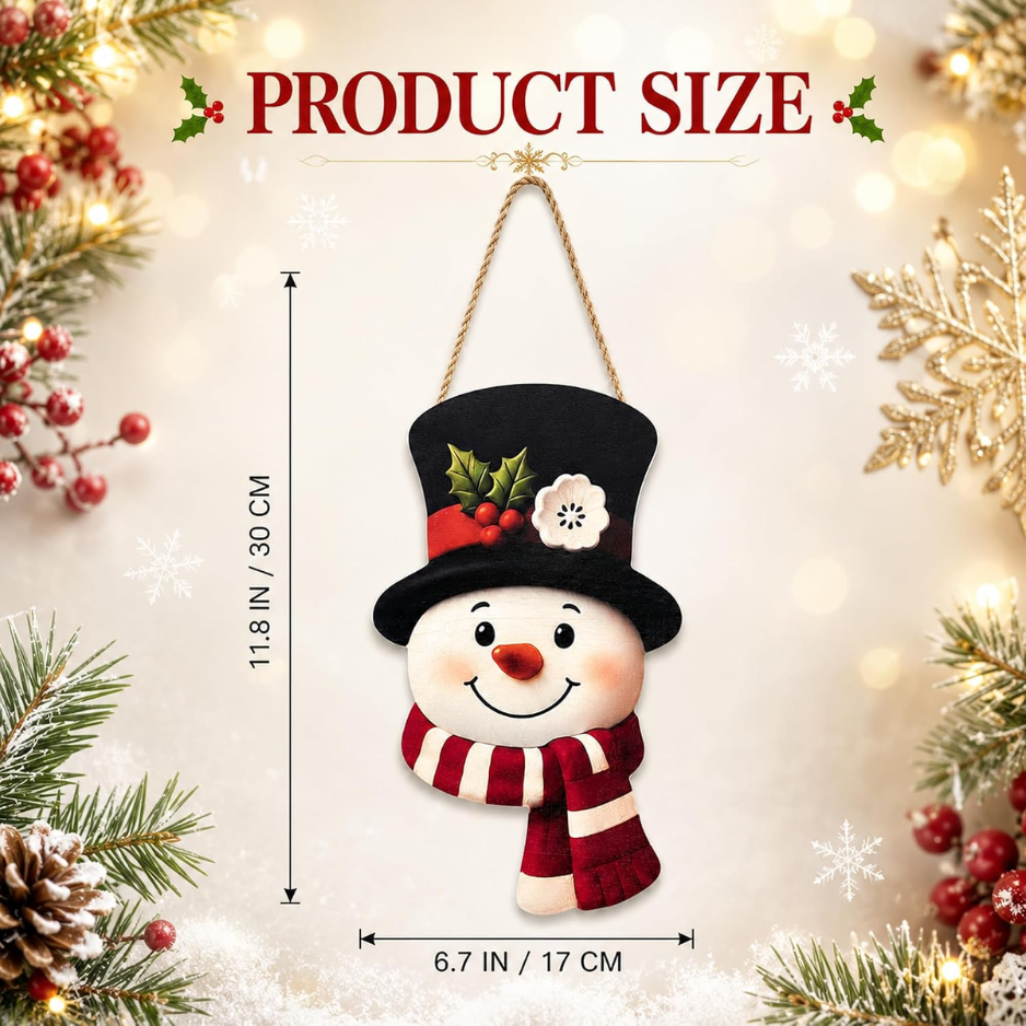 Christmas Decorations  Winter Snowman Wooden Welcome Sign For Front Door photo 3