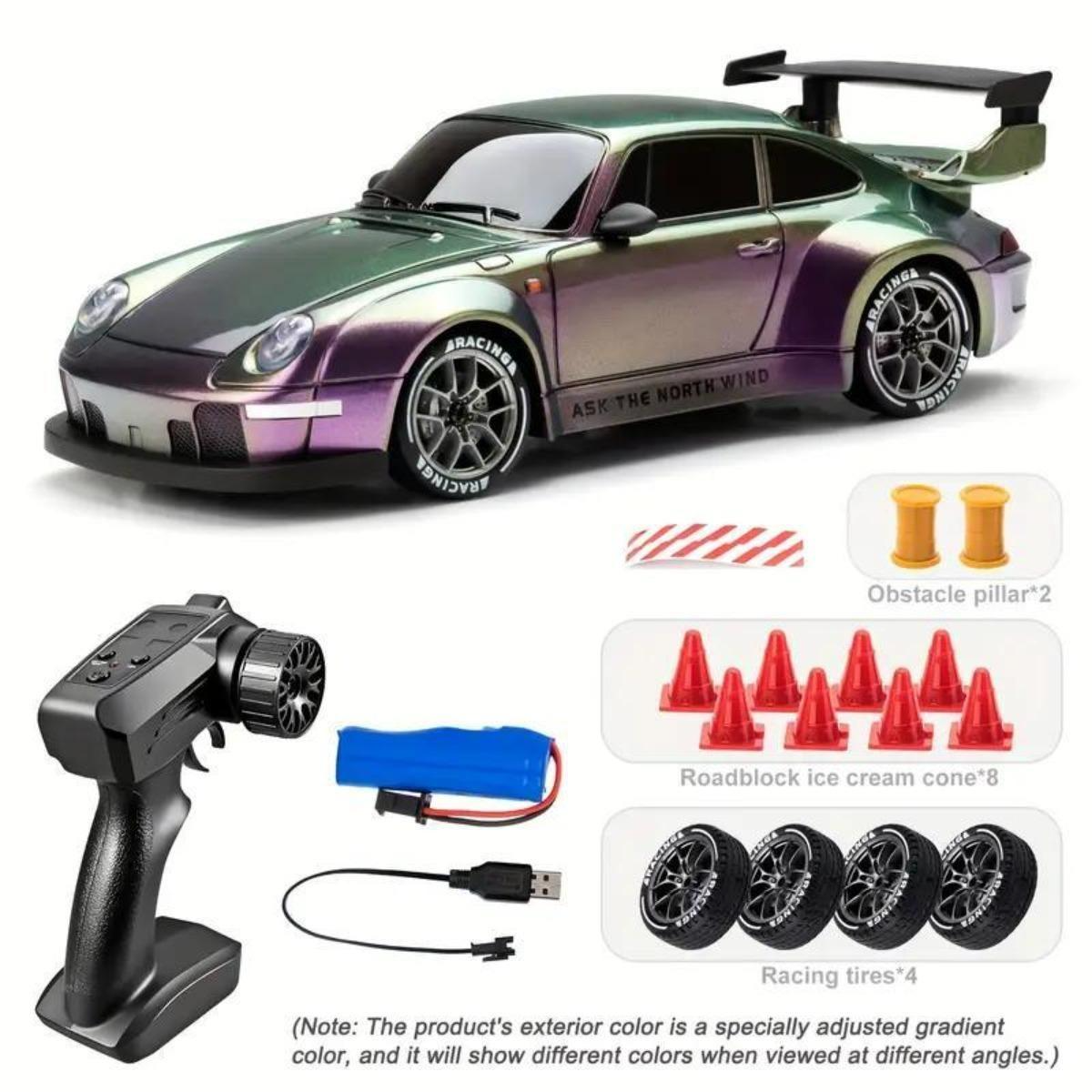 Scale 2.4GHz 4WD Remote Control RC Drift Car  High Speed LED Lights Drift Tires Kids  Toy For Indoor  & Outdoor Play Easter Gift RC Cars photo 2